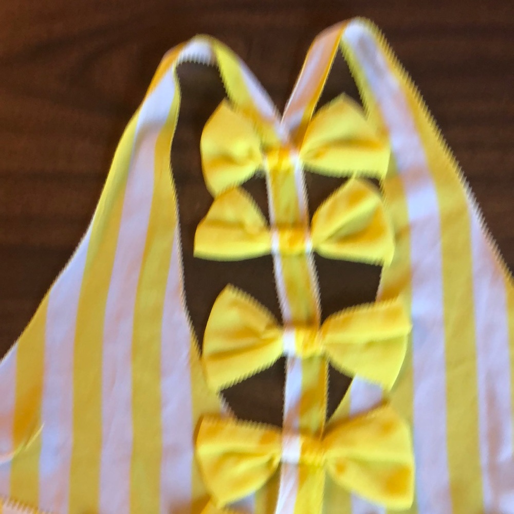 Yellow Striped Sheer Tank w Bows by Sweet Claire - Picture 3 of 3